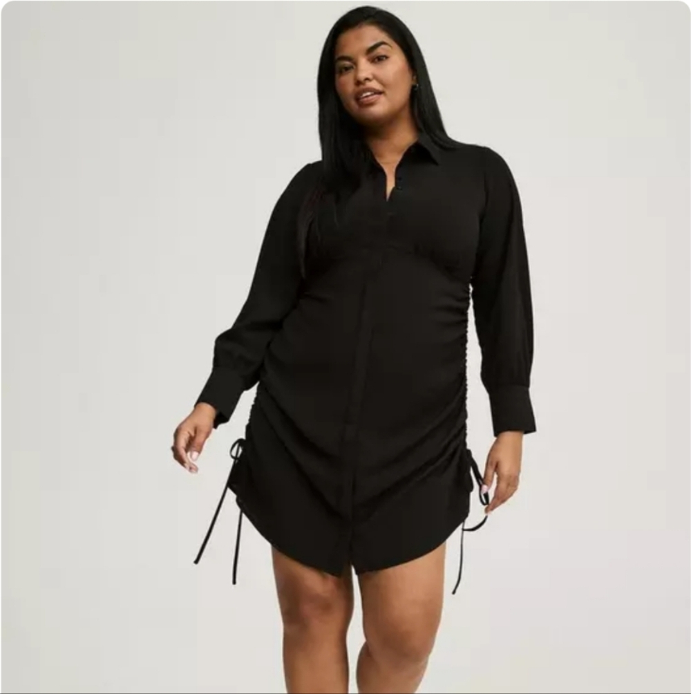 Torrid Long Sleeve Button Front Shirt Dress